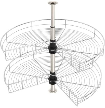 innytund 2 Tier Rotating Corner Cabinet Organiser 270° Adjustable Unit | 270° Swivel Mechanism, Adjustable Height Frame, 8Kg Per Basket Capacity, 71Cm Diameter Design, for Blind Corner Cabinets