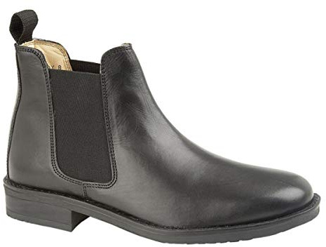 Roamers Mens Leather Chelsea Boots Cushioned Leather Lining (13 UK, Black)