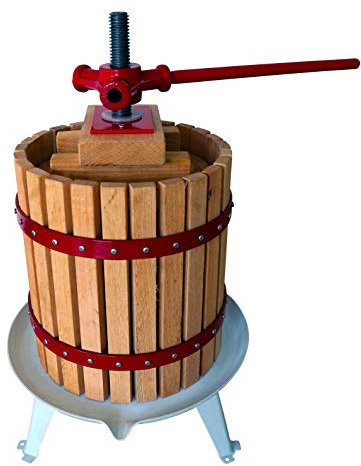 HOME It® Pressoir à fruits 12L en bois de chêne – Presse manuelle avec sac à jus – Extraction naturelle pour pommes, poires, fruits rouges – Certifié FSC et LFGB