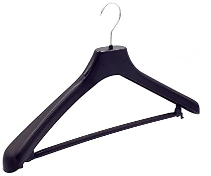 bricoRETTO. Perchas de plastico 45 cm. Pack de 10 Ud. Hombros Anchos para Trajes, Abrigos, Chaquetas, Pantalones. Gancho Giratorio 360º Preparado para desbloquear.