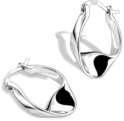 ALEXCRAFT Boucles d'Oreilles Créoles en Argent Sterling 925 pour Femmes Hypoallergéniques Huggie Hoops Chunky Silver Boucles d'Oreilles Bijoux Cadeau Petites Créoles Boucles d'Oreilles Bijoux Cadeau