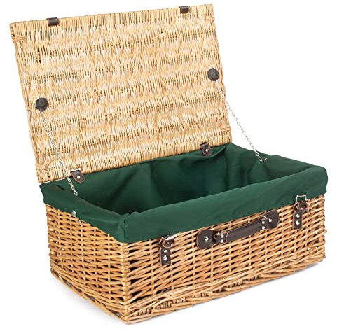 Red Hamper 55 cm Buff Wicker Picknickkorb mit grünem Futter