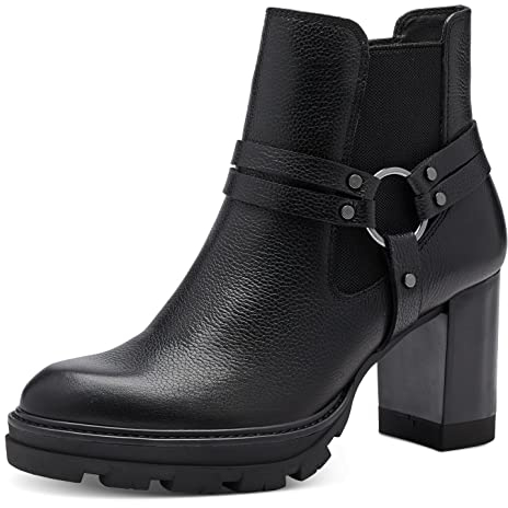 Tamaris Damen Ankle Boots, Frauen Stiefeletten,TOUCHit-Fußbett,Stiefel,Bootee,Booties,halbstiefel,Kurzstiefel,Black Leather,39 EU