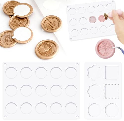 2 Stück Siegelwachs Stempelform Siegelstempel Wachssiegel Stempel Wachssiegel Wachsstempel Wachs-Siegel-Silikon-Stempelform mit 60 2 Stück Doppelseitigem Kleber für Feuerlackstempel