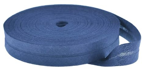25m Baumwoll-Schrägband uni 20mm breit gefalzt Einfassband 50 Farben wählbar, Farbe:jeansblau
