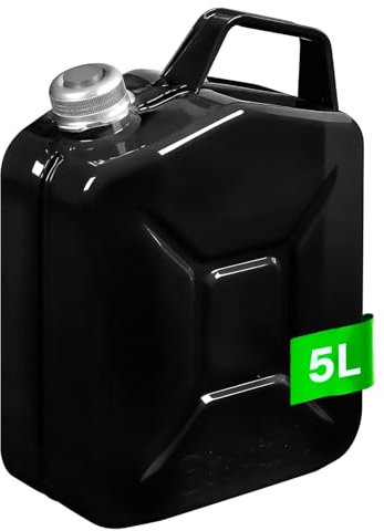 Tanica Carburante in Metallo da 5L con Tappo Magnetico, Verniciata a Polvere Epossidica, Spessore 0.9mm, per Gasolio, Benzina e Kerosene