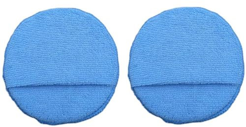 cyclingcolors 2X éponge Microfibre à polir Anti Rayure Moto Voiture carrosserie intérieur extérieur Tampon applicateur Manuel nettoyant Bleu Ronde, 120mm
