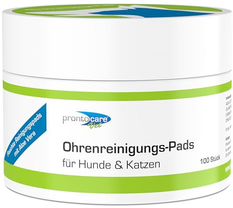 Prontocare-Vet Ohrenreinigungs-Pads für Hunde und Katzen 100 STK. | zuverlässige Pflege & Schutz - Fingerpads zur Ohrenreinigung und Hygiene bei Ohrenentzündungen.
