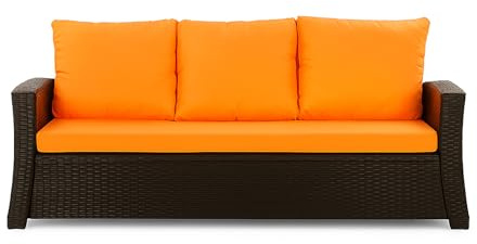 Setgarden® Kusin för trädgårdsbänk, för utomhus, för trädgårdsbänk, i polyrattan, för utomhus, för Hollywood-gungstol, i rattan (orange, 170 x 60 x 50 cm)