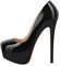 Meinabsatz Damen Klassische Plateau High Heels Slip on Pumps Pfennigabsatz Stöckelschuhe Lackleder Schwarz 41 EU