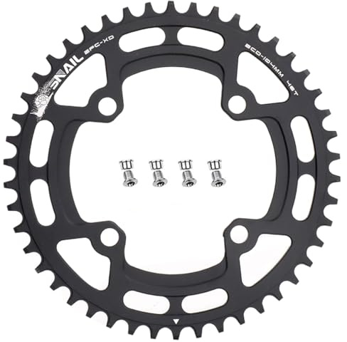 CYSKY Plateau de vélo 104 BCD 40 42 44 46 48 50 52 Dents Narrow Wide Mono Plateau VTT avec boulons de pignon pour vélo de Route, VTT, Gravel, BMX, Ebike (Noir, 46 Dents)