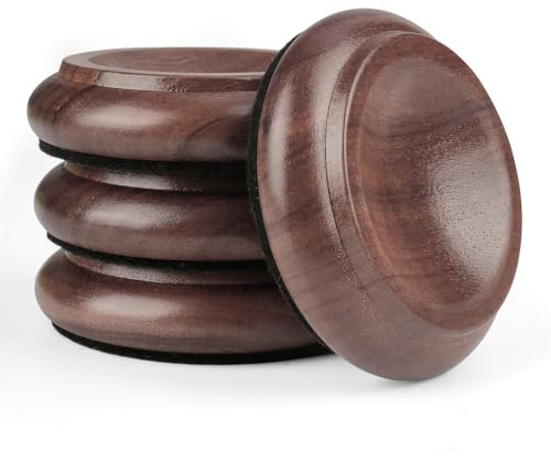 Coupes pour roulettes de piano, pour meubles, canapés, lits, chaises, avec patins antidérapants et insonorisants, pour protections de sol en bois dur (couleur noyer, 4 pièces)