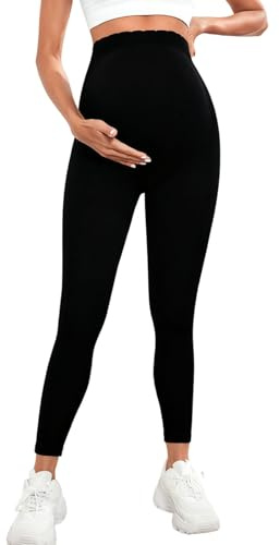 HAOLEI Leggings de Maternidad para Mujer,Cintura Alta Pantalones Deportivos de Maternidad para Yoga Fitness Suaves Elásticos Opacos Leggins Push Up Suaves Cómodos Ropa de Maternidad de Hogar Yoga