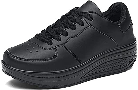 QZBAOSHU Damen Abnehmen Walkingschuhe Turnschuhe Fitness Keile Plattform Schuhe Sneakers (39 EU,6 Vollschwarz)
