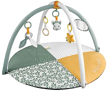 Sophie la Girafe – 2-in-1 doppelseitige Weckmatte – Spielmatte – Bühnenalter-Fotomatte – Aktivitätsset für Kinder – abnehmbare Bögen mit lustigen Aktivitäten