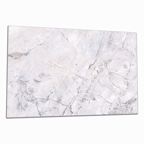 Wallario Herdabdeckplatte/Spritzschutz aus Glas, 1-teilig, 80x52cm, für Ceran- und Induktionsherde, Graue Marmor-Optik