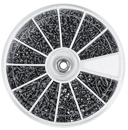 Watris Veiyi Set di 600 viti piccole, set di viti per occhiali, dadi assortiti in acciaio inox, viti per occhiali, orologi, occhiali elettronici, M1, M1.2, M1.4, M1.6