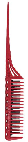 Haarkamm mit Langem Griff und Abgerundeten Kammzähnen, Langlebiges Material, Leicht Tragbar, Stilvolles Aussehen, Ideal für Haarpflege, Bartpflege (Rot)