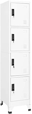 Toshilian Vestiaire, Armoire à Casiers Métallique Blanc 38x45x180 cm Acier