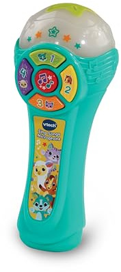 VTech Baby Sing Songs Microphone, Interactive Microphone Toy with 4 Buttons for Animals, Sounds and Numbers, Flashing Lights and Music, Musical Toy for Babies 12, 18, 24 months +, English Version
