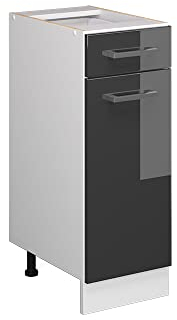 Vicco Unterschrank R-Line, Anthrazit Hochglanz/Weiß, 30 cm mit Schublade, ohne Arbeitsplatte
