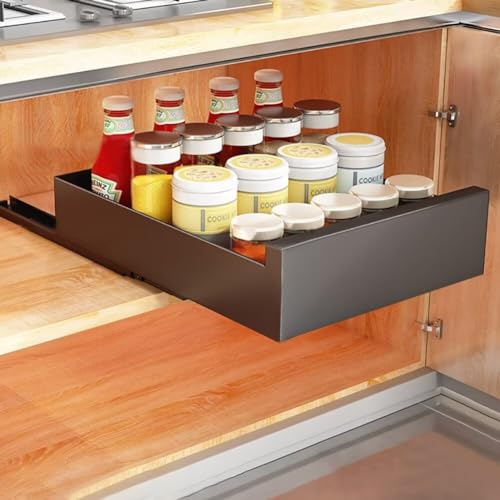 Edumov Teleskopschublade, Schrankauszug Küche, Ausziehbare Schublade zum Kleben, Auszug Schubladen Küchenschrank, Ausziehbarer Schrank-Organizer, Pull Out Drawer (25 cm B x 43 cm T x 9 cm H)