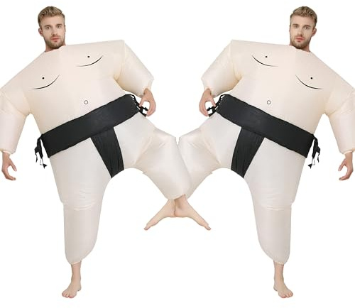 FXICH 2pcs Costume Gonfiabile da Sumo per Adulti, Costume Gonfiabile da Sumo per Halloween, Costume Gonfiabile in Maschera, Gioco Cosplay, Festa, Costume di Natale, Adatto 150-190 cm