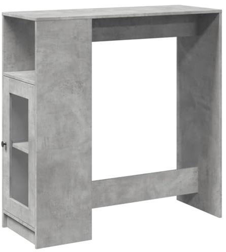 vidaXL Mesa de bar, mesa alta con estante, mesa de mesa para cocina, salón, comedor, mesa de cocina, mesa de salón, mesa de bistró, gris hormigón