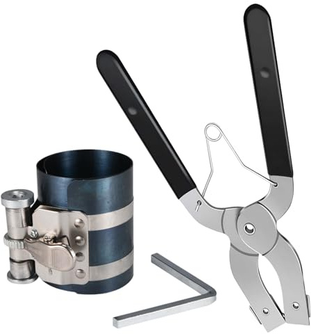 Strumento Compressore Anello Pistone | Kit per Installazione e Rimozione Anelli del Pistone in Acciaio per Motori Auto - Pinza Attrezzatura Antiruggine per Accessori Autoveicoli Furgone