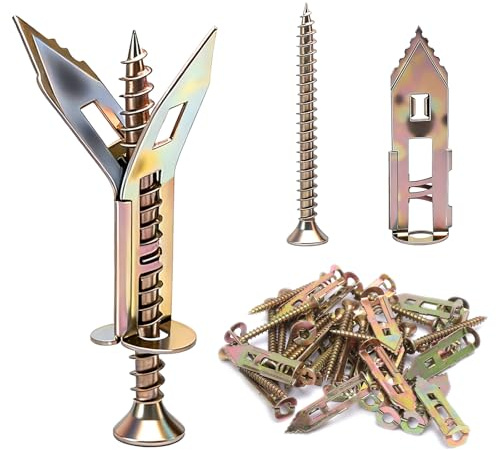 VOSSOT Set di 20 viti per legno– viti da legno 12 x 30 mm e 4 x 45 mm – tasselli cartongesso per set di montaggio su cartongesso, mobili fissi, fai da te, fissaggio stabile senza foratura