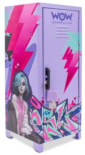 WOW GENERATION - Taquilla Metálica Infantil con Imanes y Stickers Decorativos, Organizador de Escritorio y Juguete Creativo para Niñas