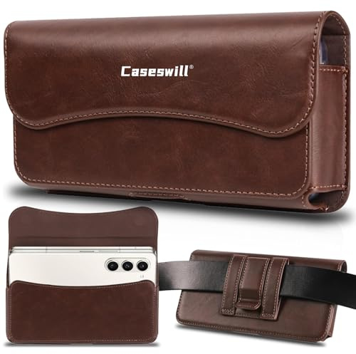 Caseswill telefonhölster för Cricket Icon Plus (2026)/AT&T Verge 2 fodral premium läder bältesklämma hölsterhållare bärväska (kaffe)