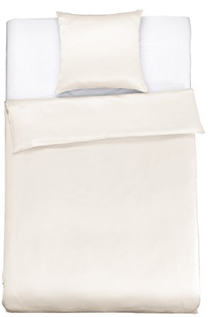 LilySilk 100% Maulbeere Seide Bettwäsche-Set 2 teilig Bettbezug 135x200cm Kissenbezug 80x80cm Unifarben 19 Momme Hypoallergen Super weich und atmungsaktiv-Elfenbein