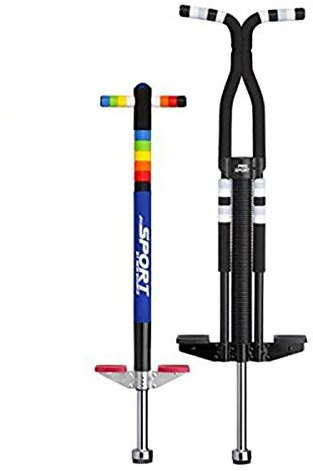 New Bounce Pogo Stick Set - Set of Two Ultimate Pogo Sticks W/Silicone Grips - Sport for Ages 5-9 and Pro Sport for Ages 9 and Up