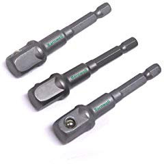 Barnwell Pack of 3 Socket Adaptors 1/2 Square Drive to 1/4 Hex Hexagon Drill Driver