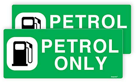 Pack of 2 Petrol Only Fuel Cap Sticker Self adhesive Waterproof Vinyl Petrol Sticker for Fuel Cap 60mmx25mm V1152