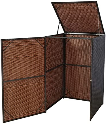 Mülltonnenverkleidung HWC-E25, Mülltonnenbox Mülltonnenabdeckung, Poly-Rattan 120l - braun