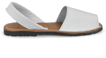 PAYMA - Menorquinas Avarcas de Piel para Hombre Mujer Unisex. Fabricadas en España. Sandalia Alpargata de Verano. Planta Acolchada. Talón Abierto. Color: Blanco, Talla: EU 41
