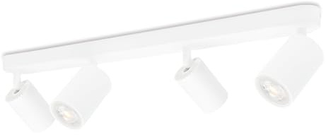 KYOTECH Faretti da soffitto 4 luci plafoniera LED plafoniera bianca faretto orientabile GU10 faretti da soffitto girevoli per 4x lampadine GU10 per cucina soggiorno, lampadine non incluse