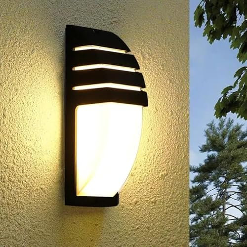 Goeco Lámpara de Pared Exterior, 12W 1300LM Apliques LED IP65 Impermeable, 3000K Luz Cálida Iluminación Pared Negro para Patio Jardín Dormitorio Salón, 22.5CM x 8CM