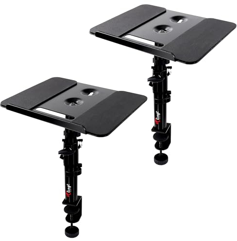 Tlingt Support Studio Monitor Ständer, Lautsprecher Tischhalterung, Ständer für Lautsprecherboxen mit Tischklemme für Studiomonitore, Klemmhalterung, Drehbar, Neigbar, Höhenverstellbar, Schwarz