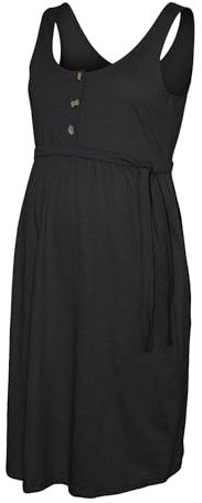 MAMALICIOUS Damen Mlevi Lia S/L JRS Abk Dress 2f A.noos Kleid, Schwarz, M EU
