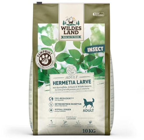 Wildes Land Pawprint - Insect - 10 kg - Hermetia Larve mit Kartoffeln, Erbsen und Wildkräutern