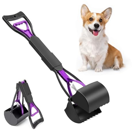Fahibin Langer Griff Pooper Scooper, 60cm/23.6 Dog Poop Scooper,Livero Hundekotschaufel für Große,Großer Hundekotschaufel