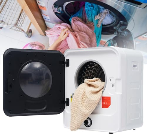 ZHIXUMM Asciugatrice Piccola, 3 kg, Ventilata, Asciugabiancheria Perfetta per L'Uso su Bancone O A Parete con Controlli Digitali, Compatta, Mini Centrifuga Nera