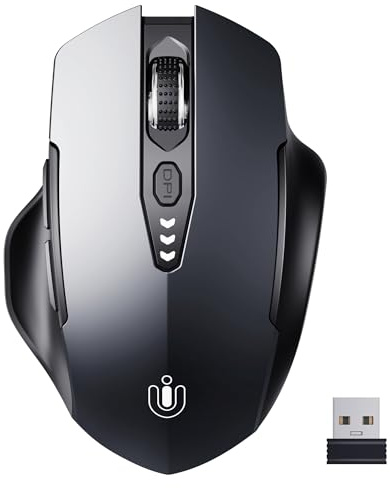 Uineer mouse wireless ricaricabile, [Aggiornato], mouse senza fili 2.4G USB, display a batteria visibile, 4 livelli DPI regolabili, mice pc wireless ricaricabileper PC per il gaming e l'ufficio
