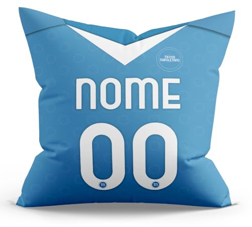 Cuscino Personalizzato idea regalo Tifoso Interista milanista napoletano Personalizzato con Nome e Numero realizzato in poliestere misura 40x40CM SFODERABILE (Tifoso Napoli, Grafica Maglia 40x40)