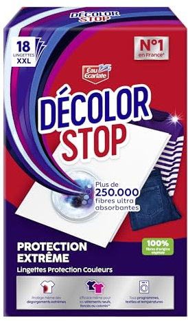 Decolor Stop – Protezioni Extreme – Protege dai Degorgements Extremes – Efficace per i capi nuovi o colorati – Tutti i programmi tessili e temperature – x18 salviette XXL