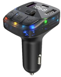 GADIRIA Bluetooth 5.3 para Coche y Cargador QC 3.0 PD 30W - Transmisor Radio FM - Reproductor MP3 / WMA/WAV/FLAC - 2 USB A + USB-C - Pantalla LCD - Manos Libres - A2DP