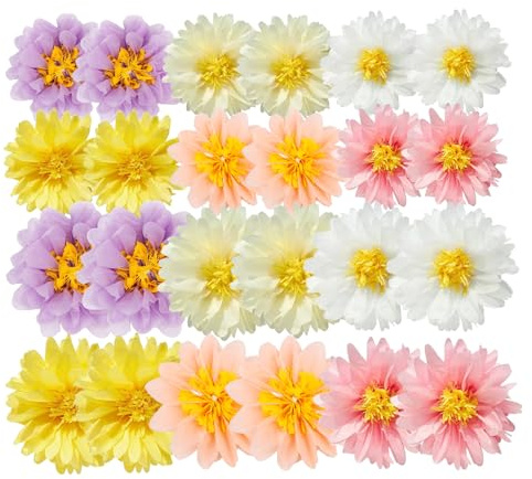 UCFBWO 24 pompon decorativi in carta velina con margherite pastello, decorazione per camera da letto, decorazione estetica, per matrimoni, baby shower, decorazione di compleanno per ragazze, feste in
